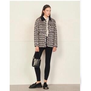 SANDRO Enora Quilted Printed Twill Jacket Size 2 $503 Msrp